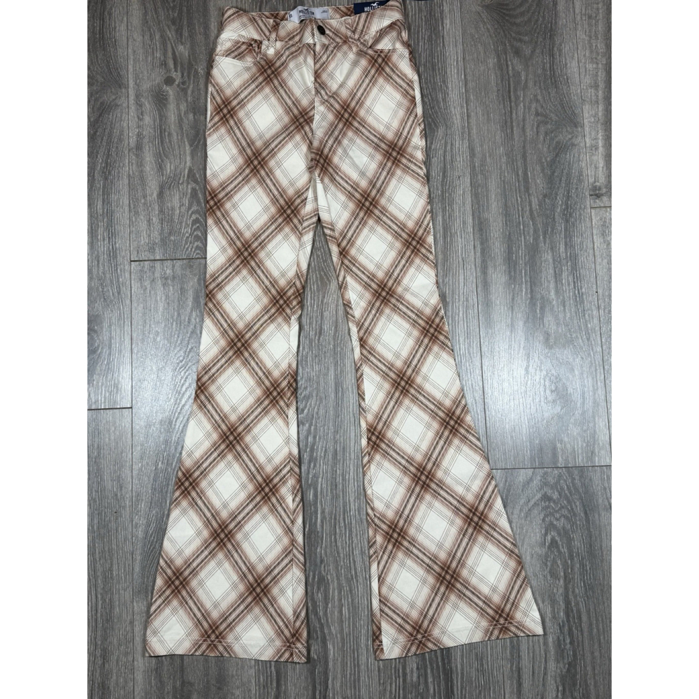 NWT Hollister Womens High Rise Flare Pants XS Regular Brown Advanced Stretch
